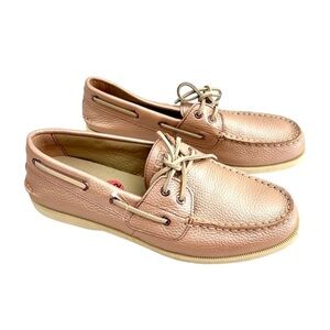 SPERRY Womens Conway Metallic Pastel Pink Leather Boat Shoes Flats Size 9.5 NWOB
